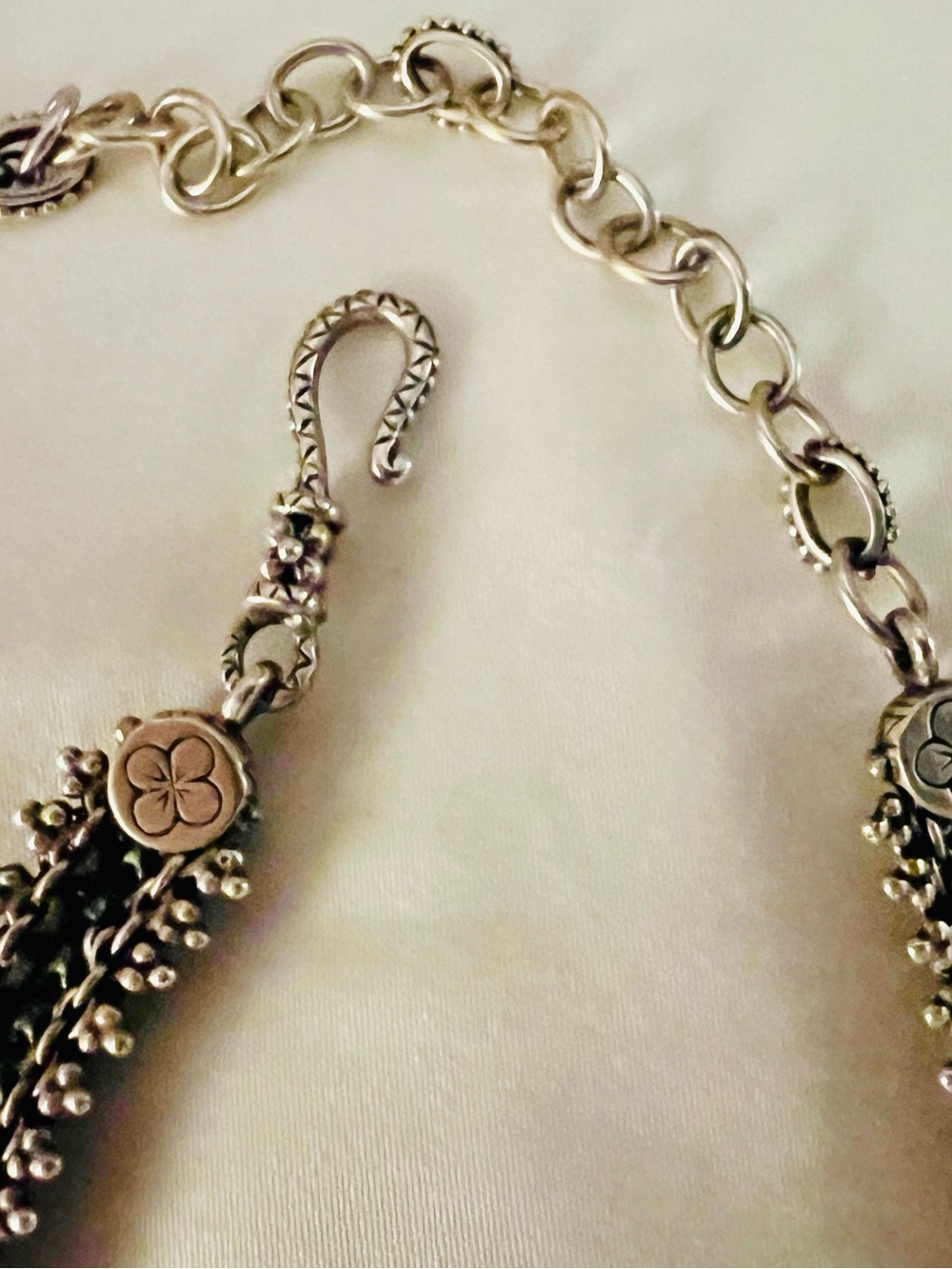 Barbara Bixby Sterling Silver & 18k Flower Accent Woven Collar Necklace - Picture 4 of 9